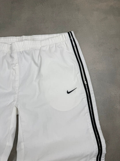 Nike Trackpants – Weiß – Open Leg – Damen S – Leinenoptik