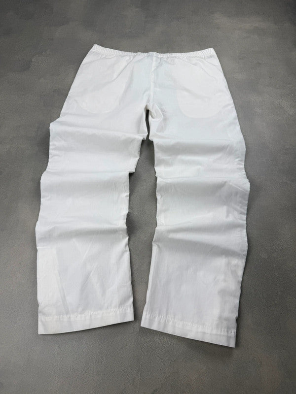 Nike Trackpants – Weiß – Open Leg – Damen S – Leinenoptik