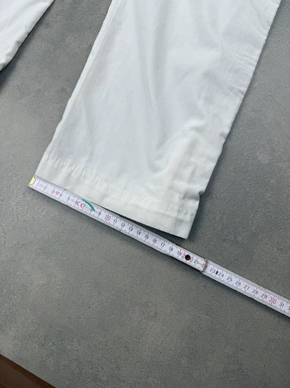 Nike Trackpants – Weiß – Open Leg – Damen S – Leinenoptik