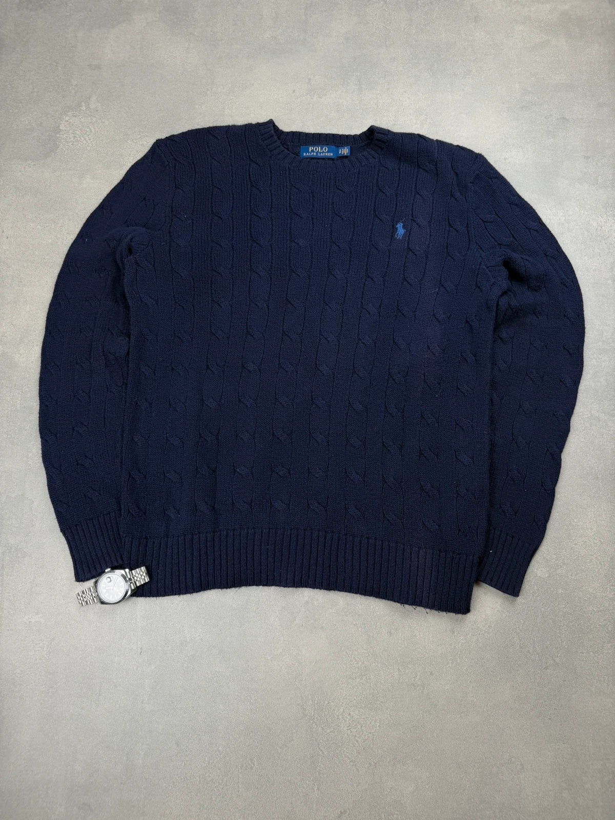 Ralph Lauren Cable Knit Sweater – Dunkelblau – Größe S