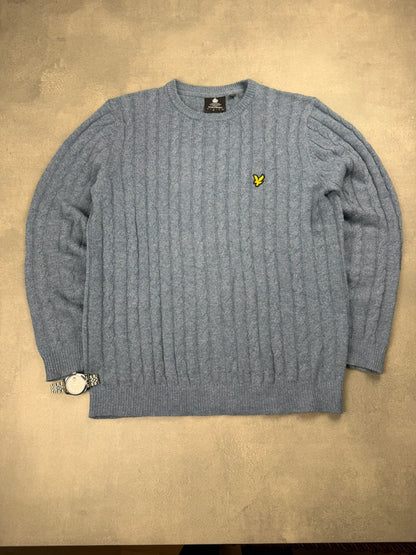 Lyle & Scott Cable Knit Sweater – Blau – Größe M