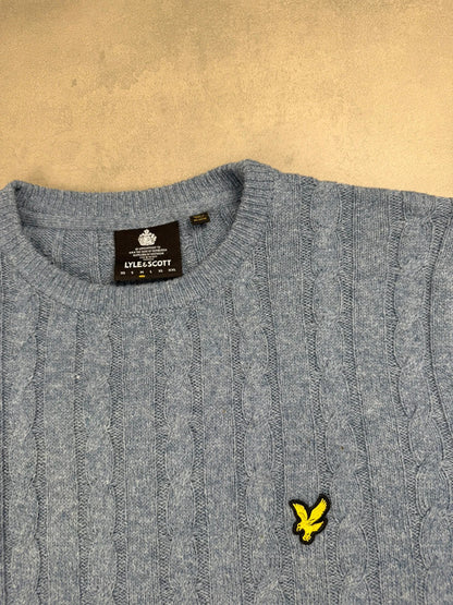 Lyle & Scott Cable Knit Sweater – Blau – Größe M