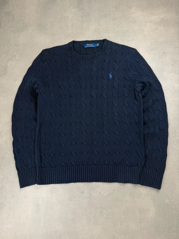 Ralph Lauren Cable Knit Sweater – Marineblau – Größe S