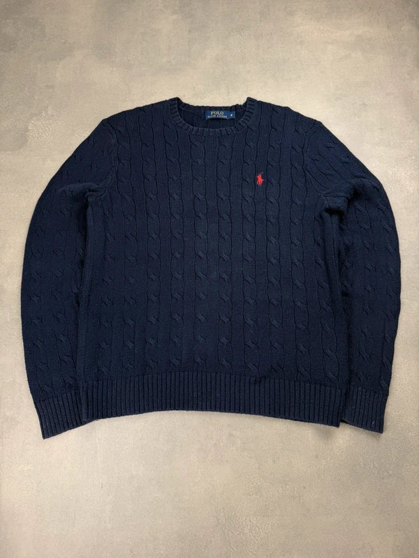 Ralph Lauren Cable Knit Sweater – Marineblau – Größe M