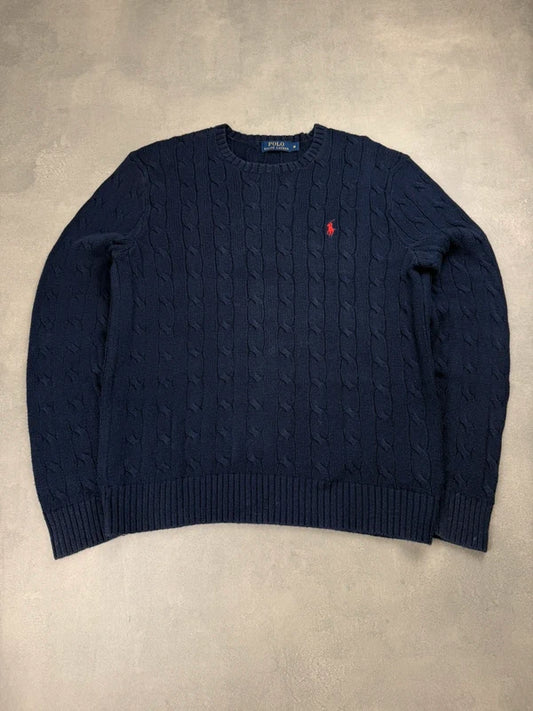 Ralph Lauren Cable Knit Sweater – Marineblau – Größe M