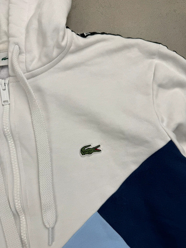 Lacoste Full Zip Hoodie – Weiß Blau – Größe S
