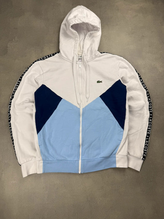 Lacoste Full Zip Hoodie – Weiß Blau – Größe S