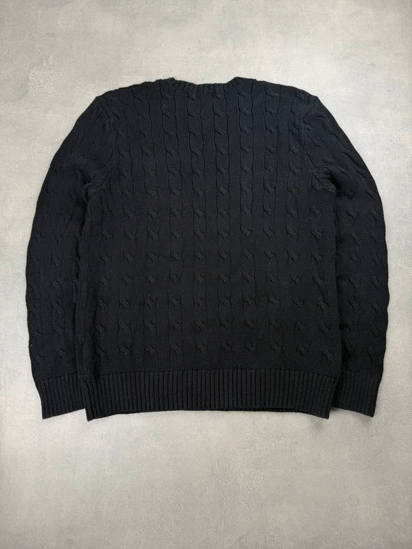 Zopfstrick Sweater – Schwarz – Größe M