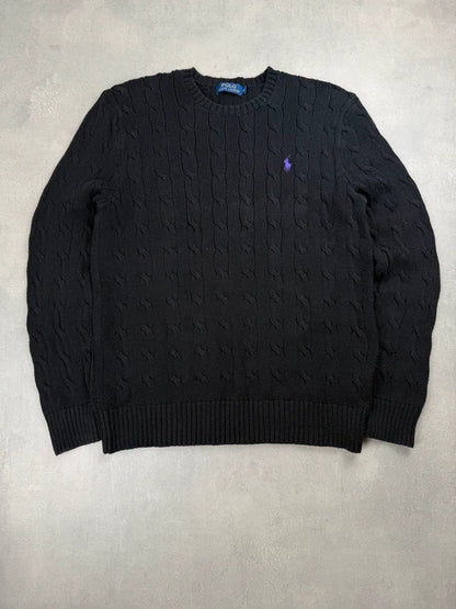 Zopfstrick Sweater – Schwarz – Größe M