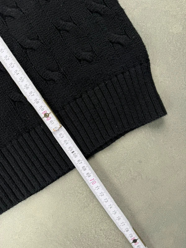 Zopfstrick Sweater – Schwarz – Größe M