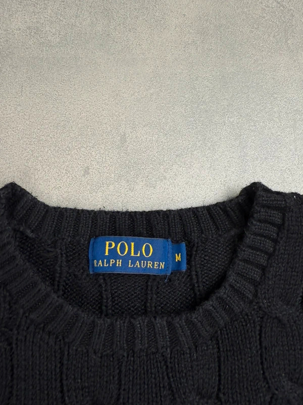 Zopfstrick Sweater – Schwarz – Größe M