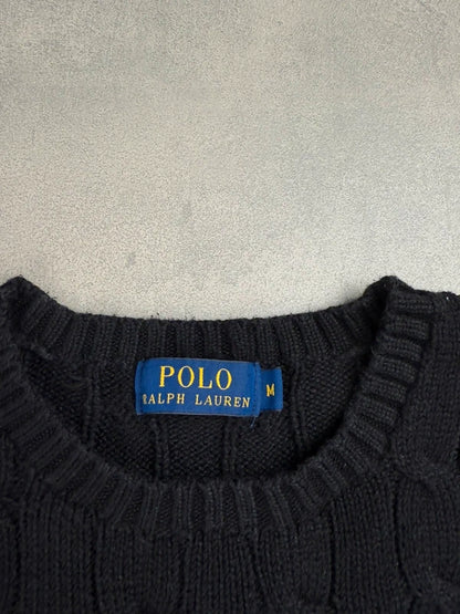 Zopfstrick Sweater – Schwarz – Größe M