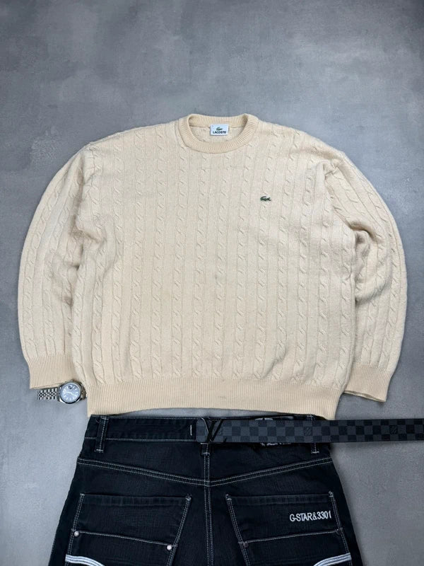 Lacoste Cable Knit Sweater – Beige – Größe S