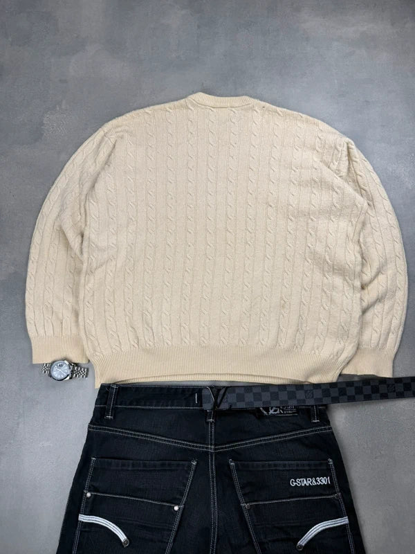 Lacoste Cable Knit Sweater – Beige – Größe S