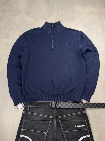 Ralph Lauren Quarter Zip Sweater – Marineblau – Größe L