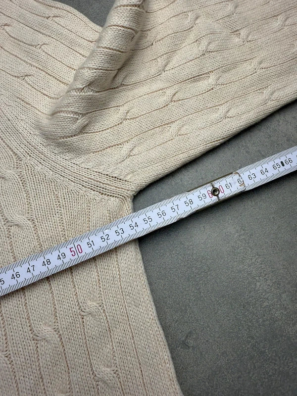 Lacoste Cable Knit Sweater – Weiß Beige – Slim Fit – Größe L