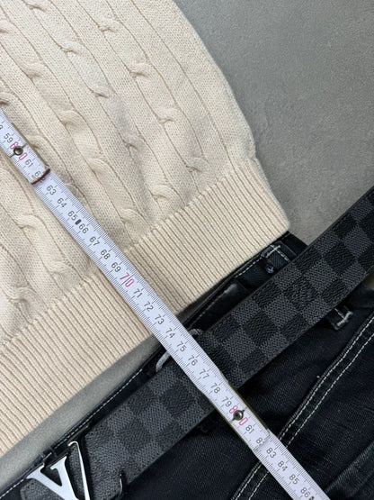 Lacoste Cable Knit Sweater – Weiß Beige – Slim Fit – Größe L