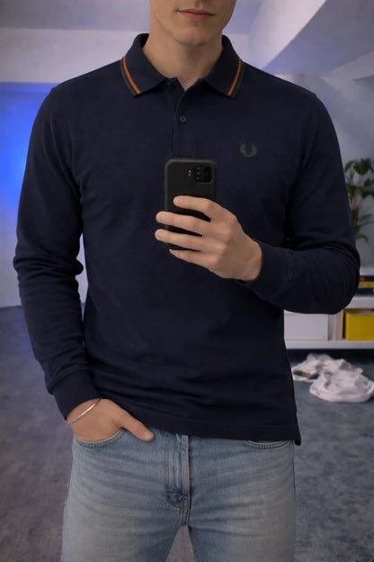 Fred Perry Langarm Poloshirt – Größe S