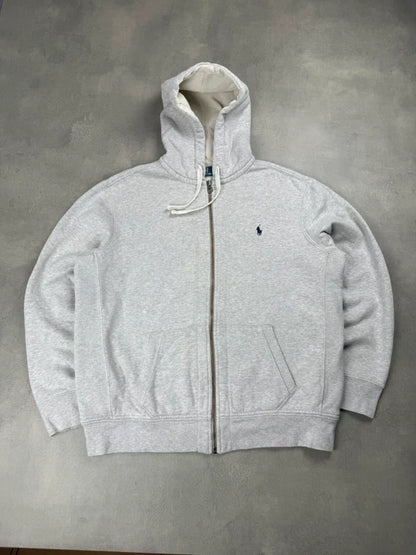 Ralph Lauren Zip Hoodie – Grau – Größe L – Old Money