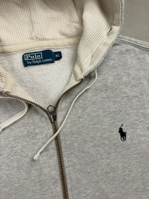 Ralph Lauren Zip Hoodie – Grau – Größe L – Old Money