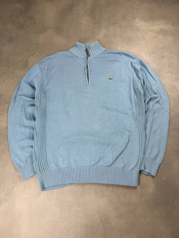 Lacoste Quarter Zip Strickpullover – Blau – Größe XL
