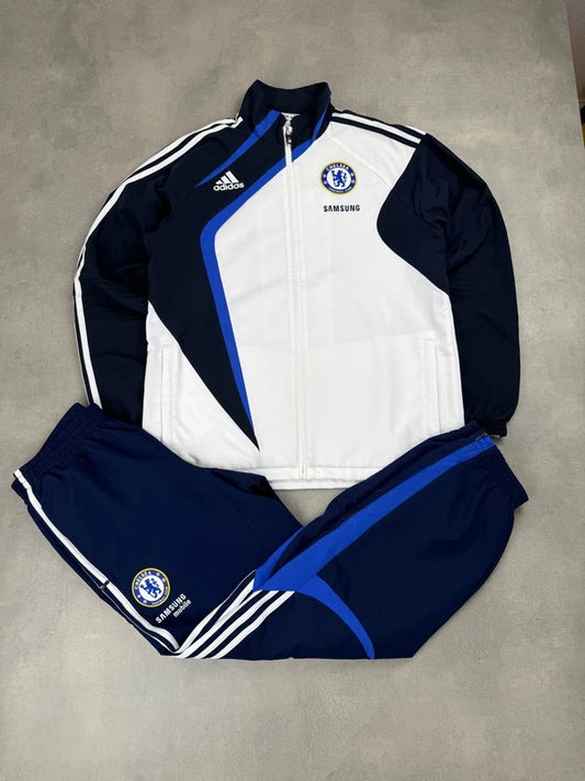Adidas Chelsea Tracksuit – Weiß Blau Schwarz – Vintage Y2K – Größe M