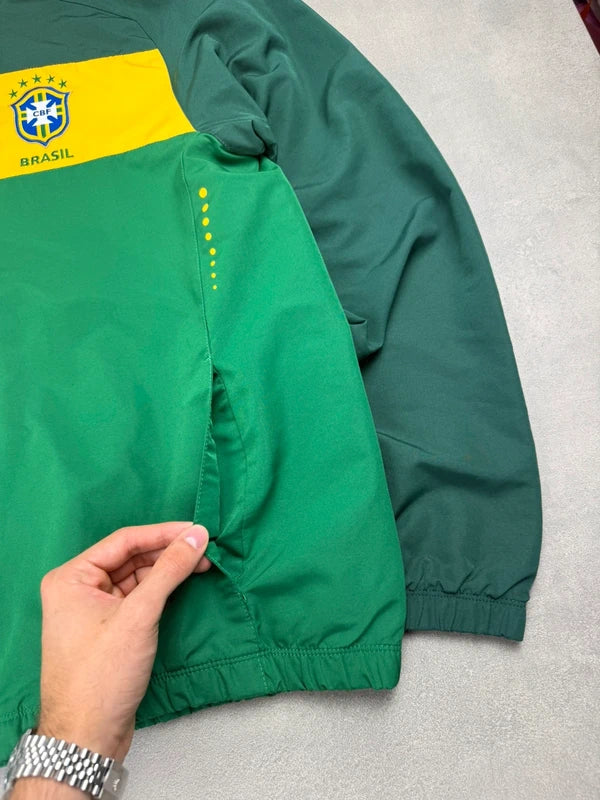 Nike Brasilien Tracksuit – Grün Gelb – Vintage Y2K – Größe L