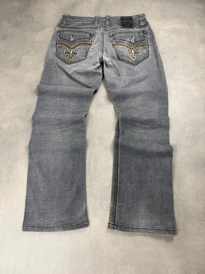 Rock Revival Straight Leg Jeans – Grau – Y2K – Größe W32