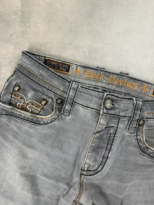 Rock Revival Straight Leg Jeans – Grau – Y2K – Größe W32