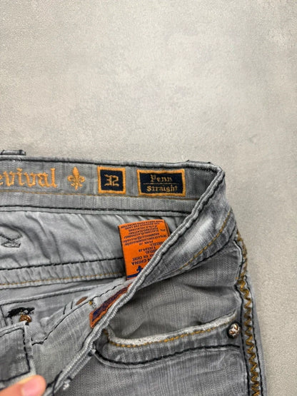 Rock Revival Straight Leg Jeans – Grau – Y2K – Größe W32