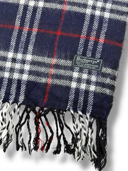 003 – Burberry Schal – Blau – Classic Check – 100 % Lammwolle