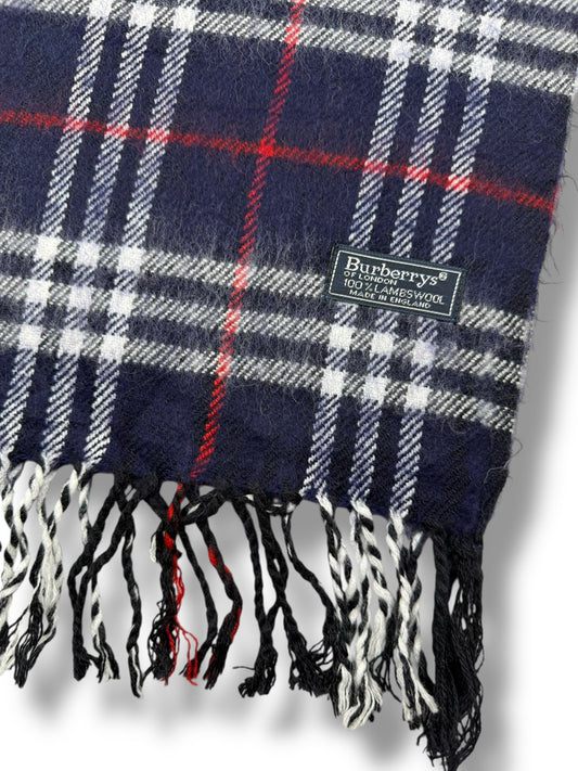003 – Burberry Schal – Blau – Classic Check – 100 % Lammwolle