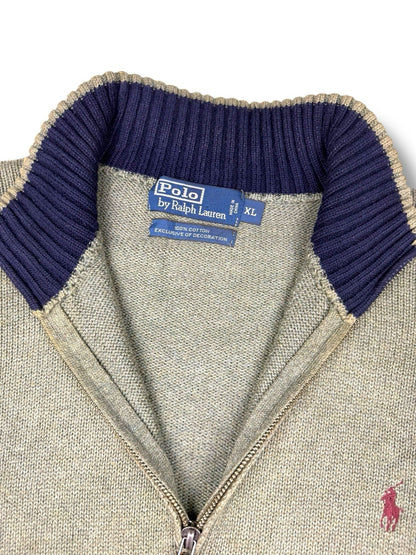 Ralph Lauren Sweater – Grün – Größe XL – Heavyweight Cotton Quarter ZIP Pullover