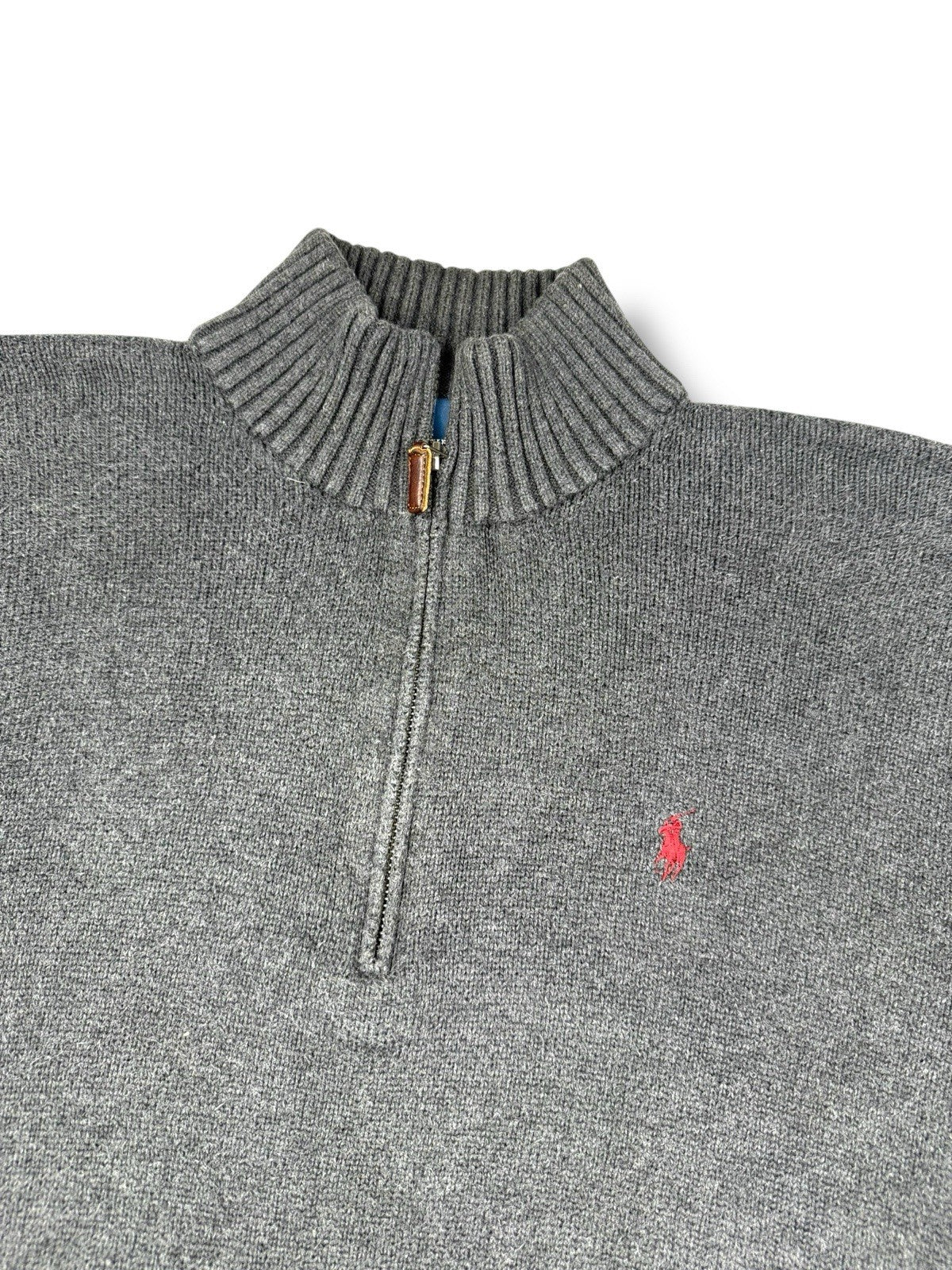 Ralph Lauren Quarter Zip – Schwarz-Grau – Größe L – Heavyweight Cotton