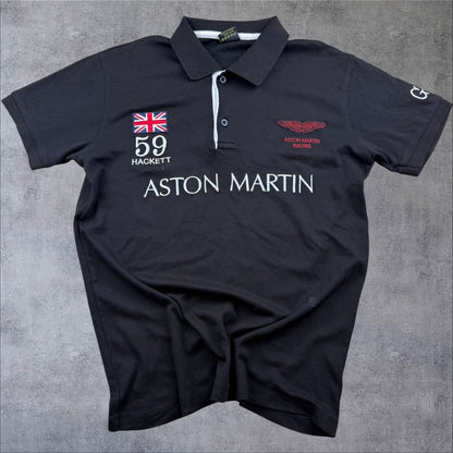 Aston Martin Racing Polo Shirt – Schwarz – Herren S – 100 % Baumwolle 