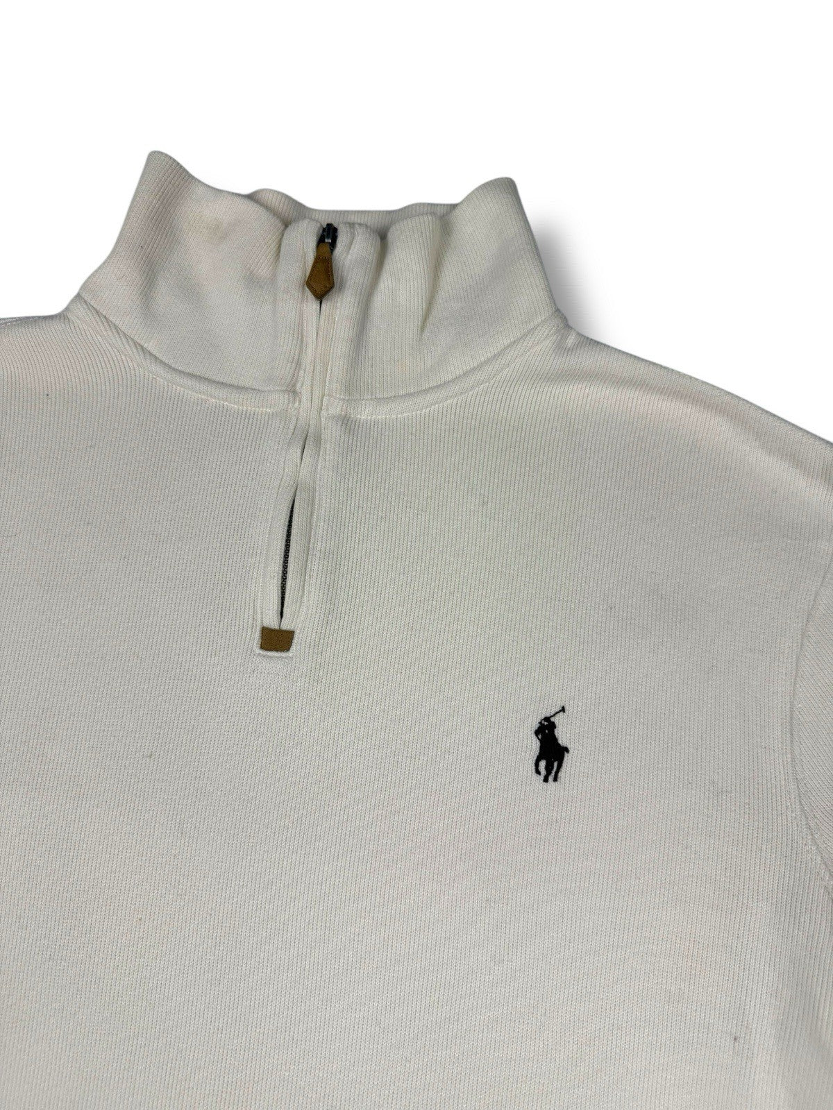 Ralph Lauren Sweater – Weiß – Größe M – Feinstrick Quarter ZIP Pullover 