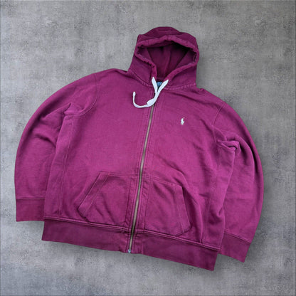 Ralph Lauren Zip-Hoodie – Rot – Herren 2XL – Lockerer Fit & Klassiker