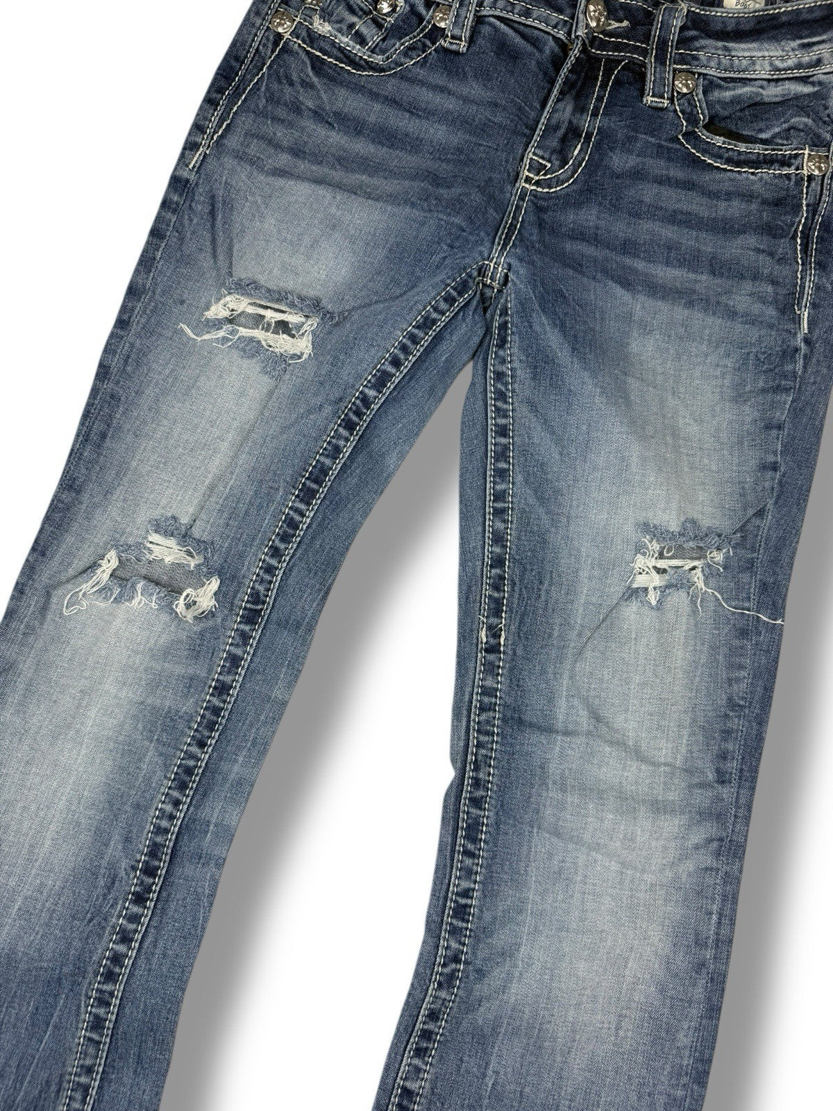 Miss Me Jeans – Blau – Größe 28 – Straight Fit – Engelsflügel Backpockets