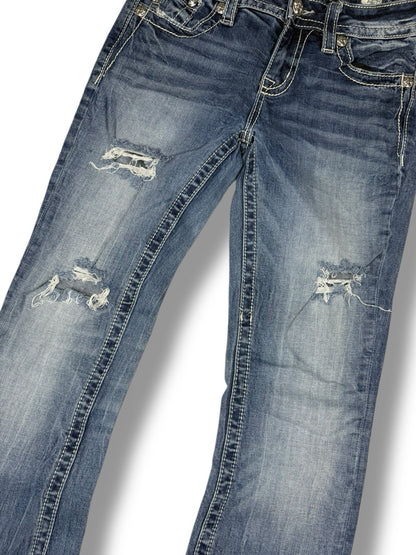 Miss Me Jeans – Blau – Größe 28 – Straight Fit – Engelsflügel Backpockets