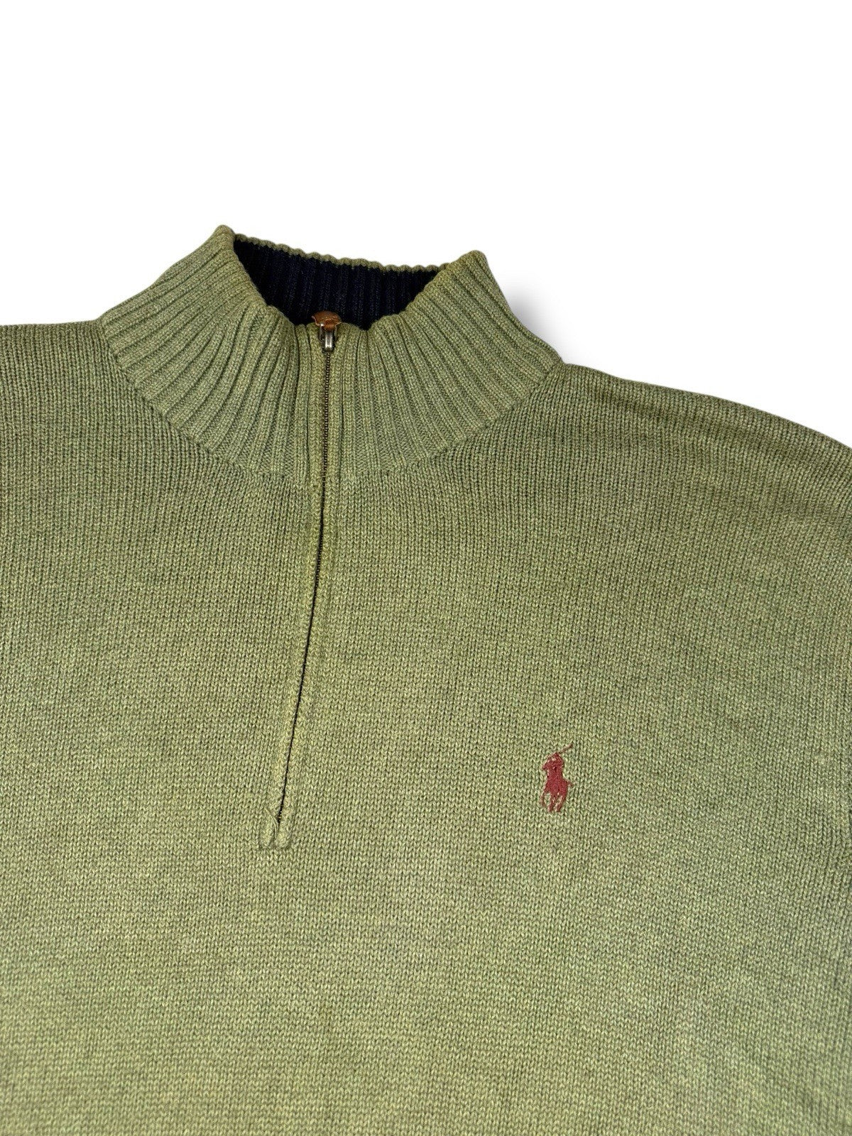 Ralph Lauren Sweater – Grün – Größe XL – Heavyweight Cotton Quarter ZIP Pullover