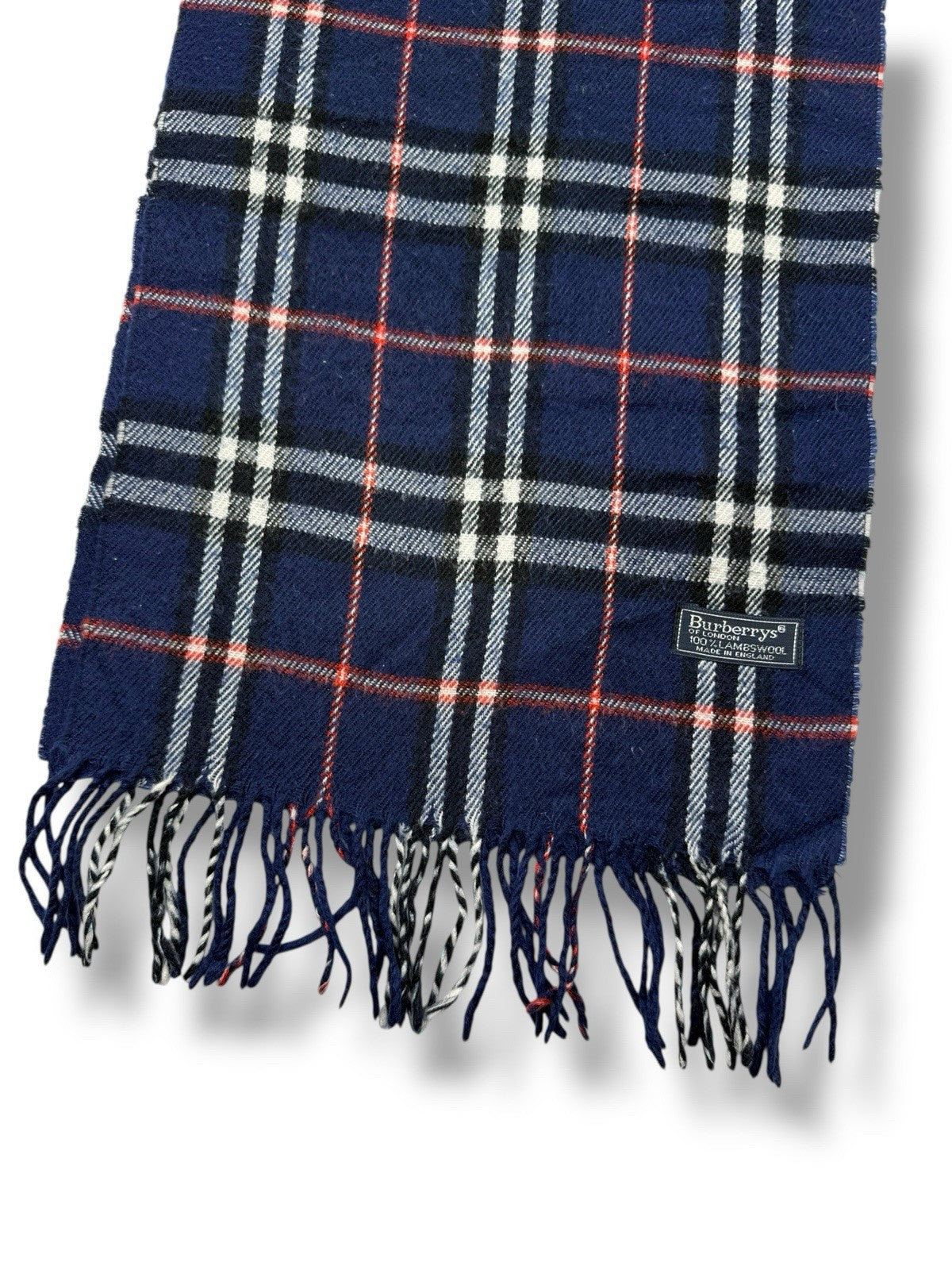 Burberry Schal – Ozean-/Nachthimmelblau – 100 % Lammwolle