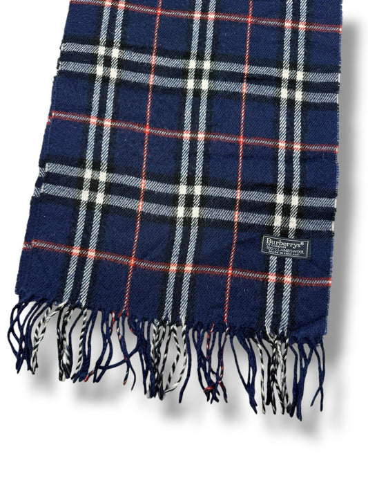 Burberry Schal – Ozean-/Nachthimmelblau – 100 % Lammwolle