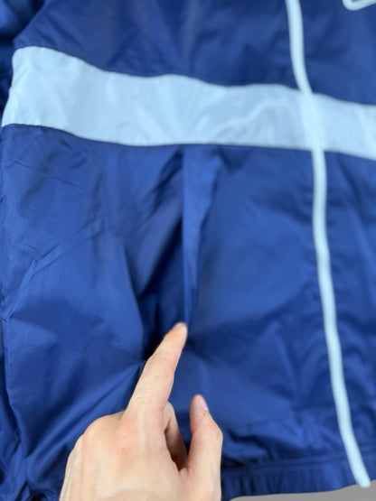 Nike – Nylon Tracksuit – Blau/Weiß – Größe L – Baggy Fit
