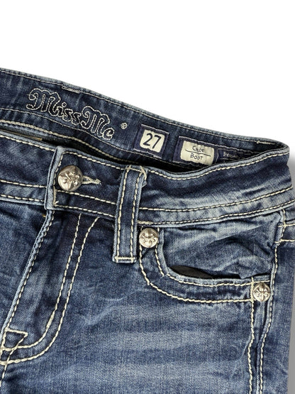 Miss Me Jeans – Blau – Größe 28 – Straight Fit – Engelsflügel Backpockets