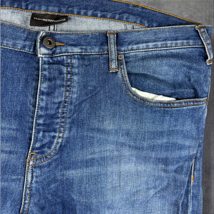 Emporio Armani Jeans – Blau – Herren W38 L34 – Klassisch mit Logo-Detail