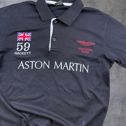 Aston Martin Racing Polo Shirt – Schwarz – Herren S – 100 % Baumwolle 