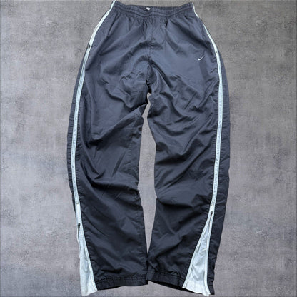 Nike Track Pants – Schwarz – Baggy Fit – Herren S – Nylon – Open Leg