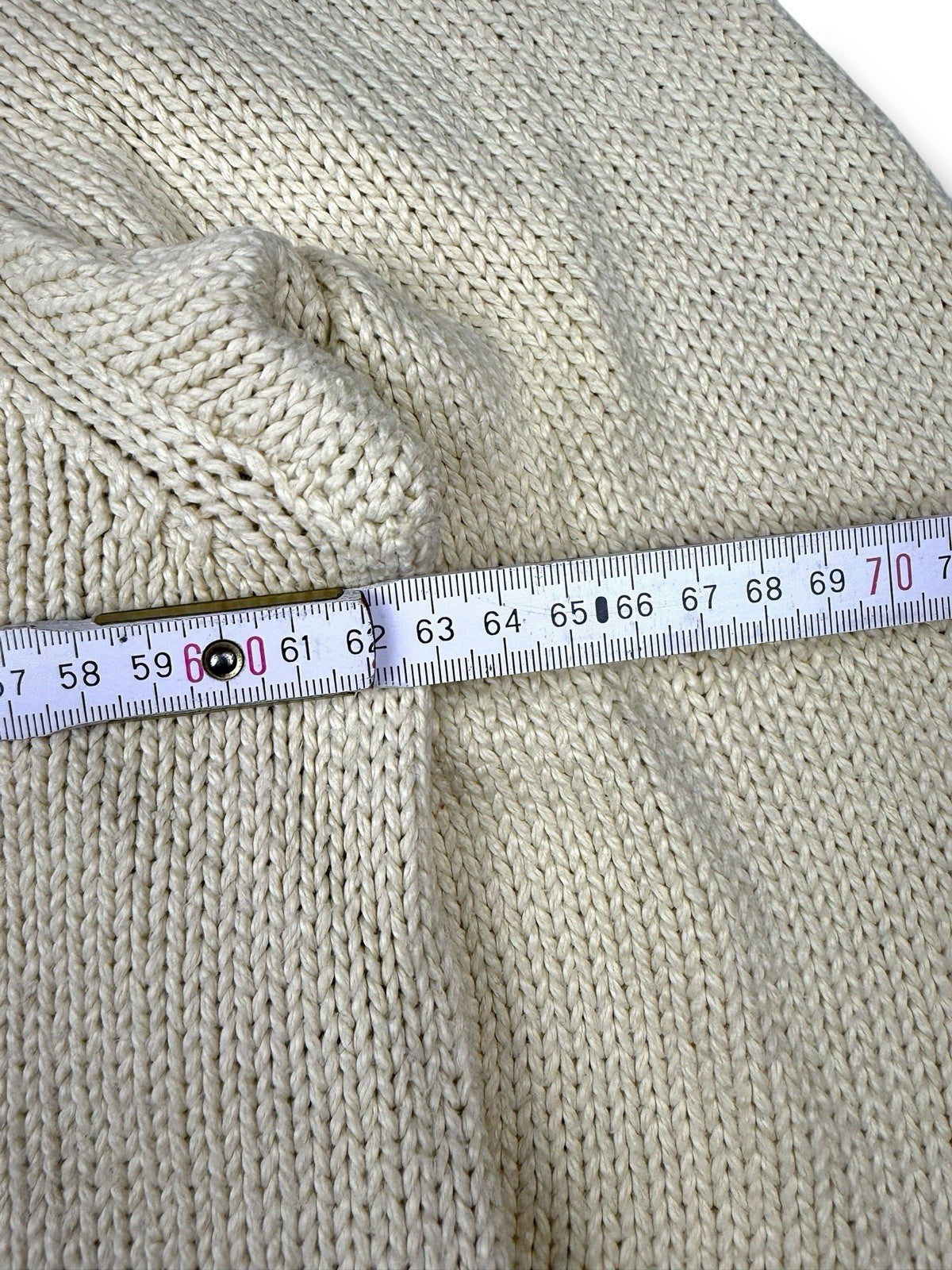 Ralph Lauren Quarter Zip – Weiß-Beige – Größe 2XL – Heavyweight Cotton