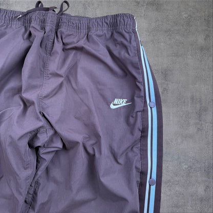 Nike Full-Zip Track Pants – Weinrot – Baggy Fit – Herren XL – Vintage Tearaway