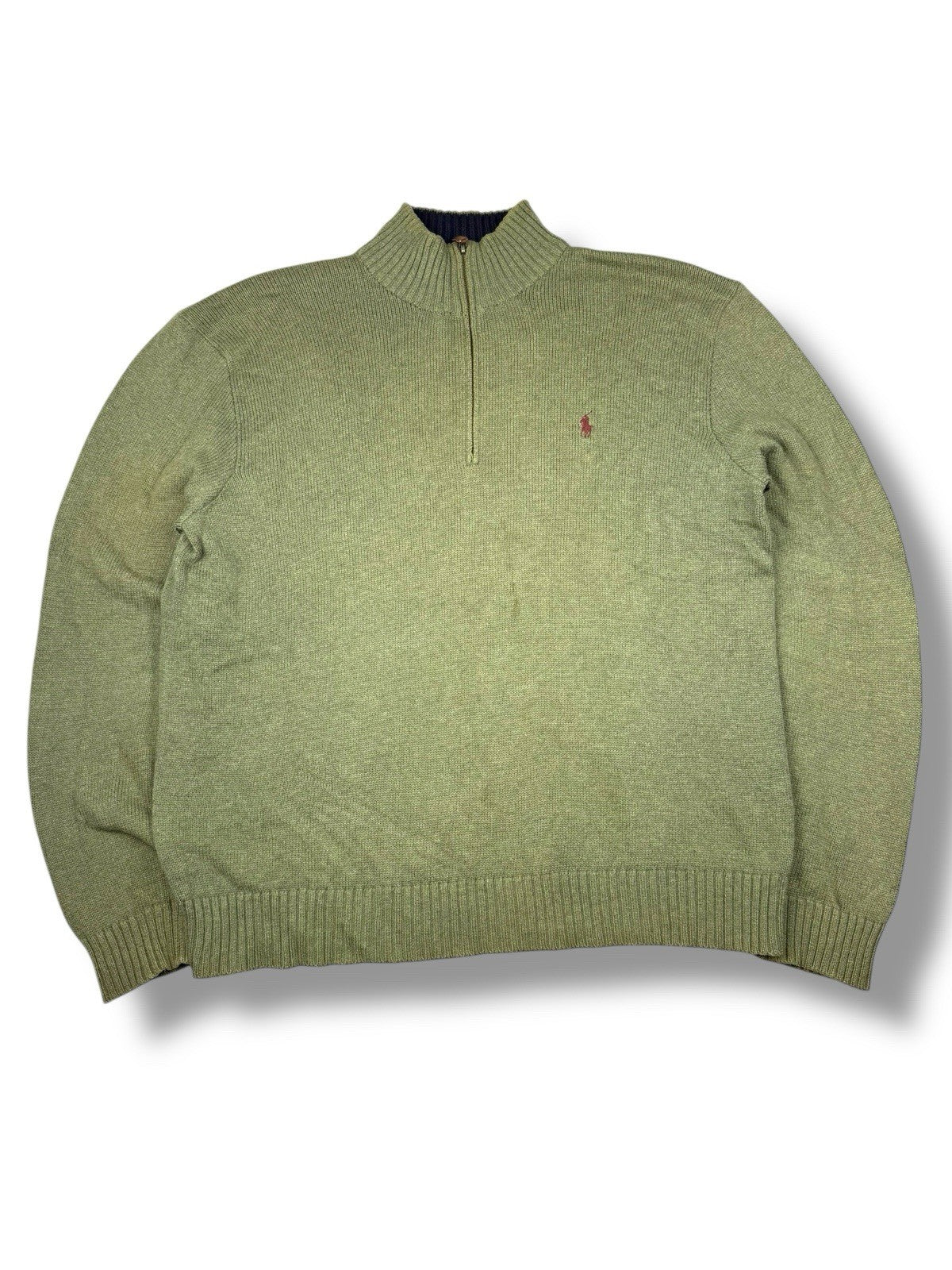 Ralph Lauren Sweater – Grün – Größe XL – Heavyweight Cotton Quarter ZIP Pullover